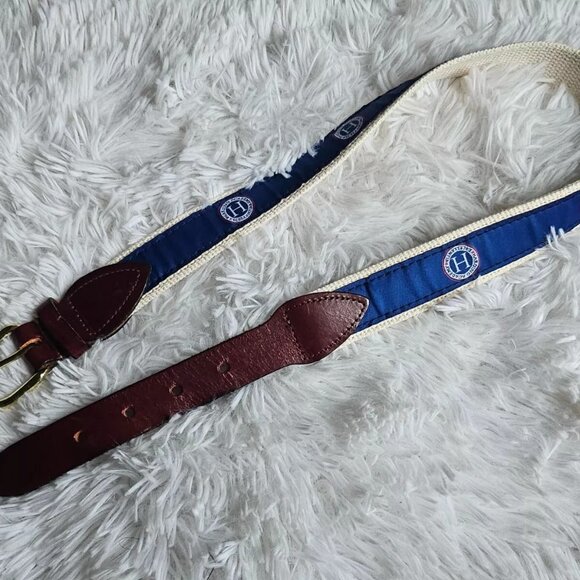 Cape Cod Belt HARDING ACADEMY Waistband Blue Canvas Belt Size 26-27 in - Picture 3 of 8